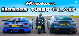 Video: Hayabusa 350 ίππων εναντίον Koenigsegg και Tesla Plaid!